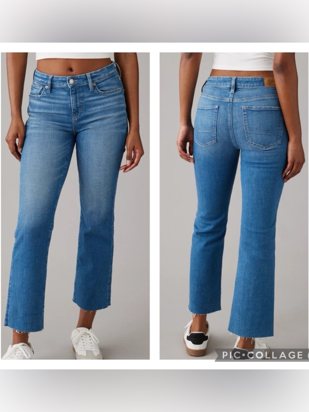 EUC American Eagle Outfitters Medium Wash High-Waisted Kick Bootcut Crop Jean